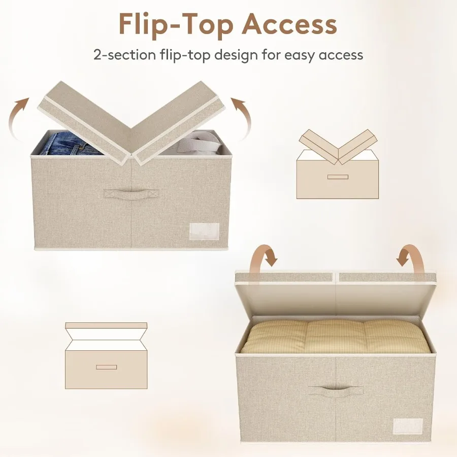 뚜껑이 있는 중간 크기 보관함 손잡이가 있는 패브릭 접이식 보관함 Drative Closet Organizer Stackable Cube Baskets Contai