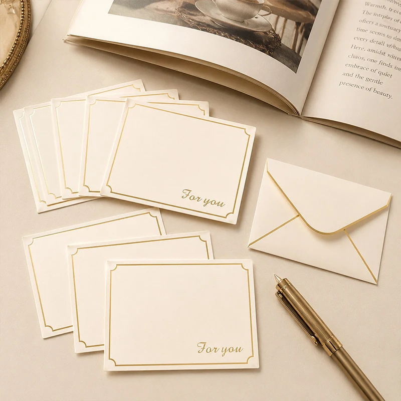 5/10PCS Gold Foil For You Design Bronzing Envelope Set Stylish Stationery for Wedding Party Holiday Letter Package Props Kit ZYF