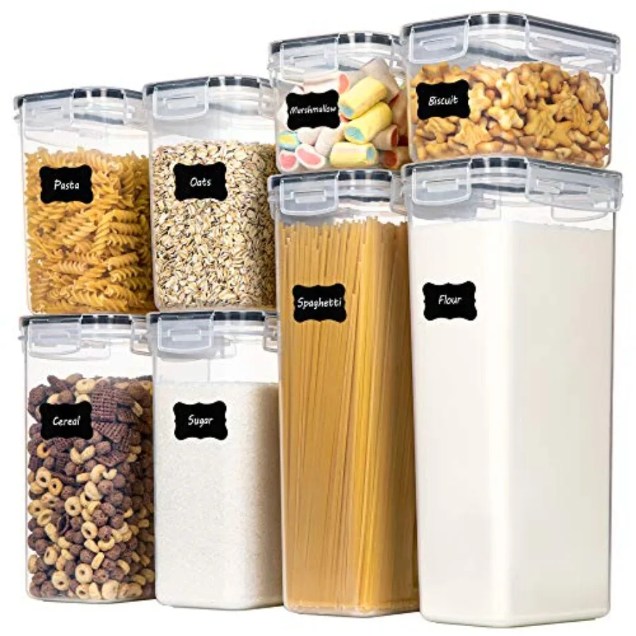 

Airtight Food Storage Containers with Lids 8 PCS Plastic Storage Canisters for Kitchen Pantry Organization Ideal for Storing Dr