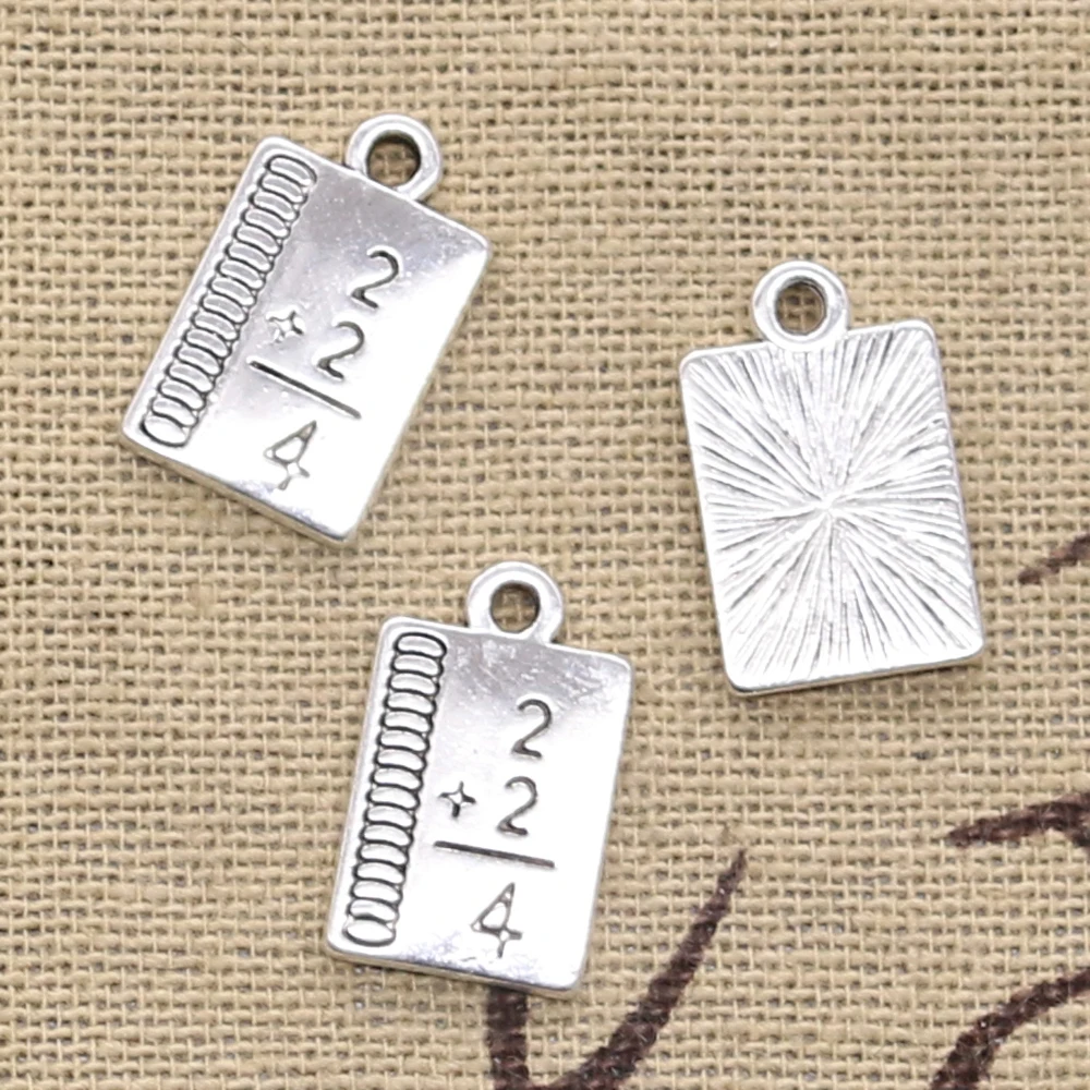 20pcs Charms Study Math Book 17x10mm Antique Silver Color Pendants DIY Necklace Crafts Making Findings Handmade Tibetan Jewelry