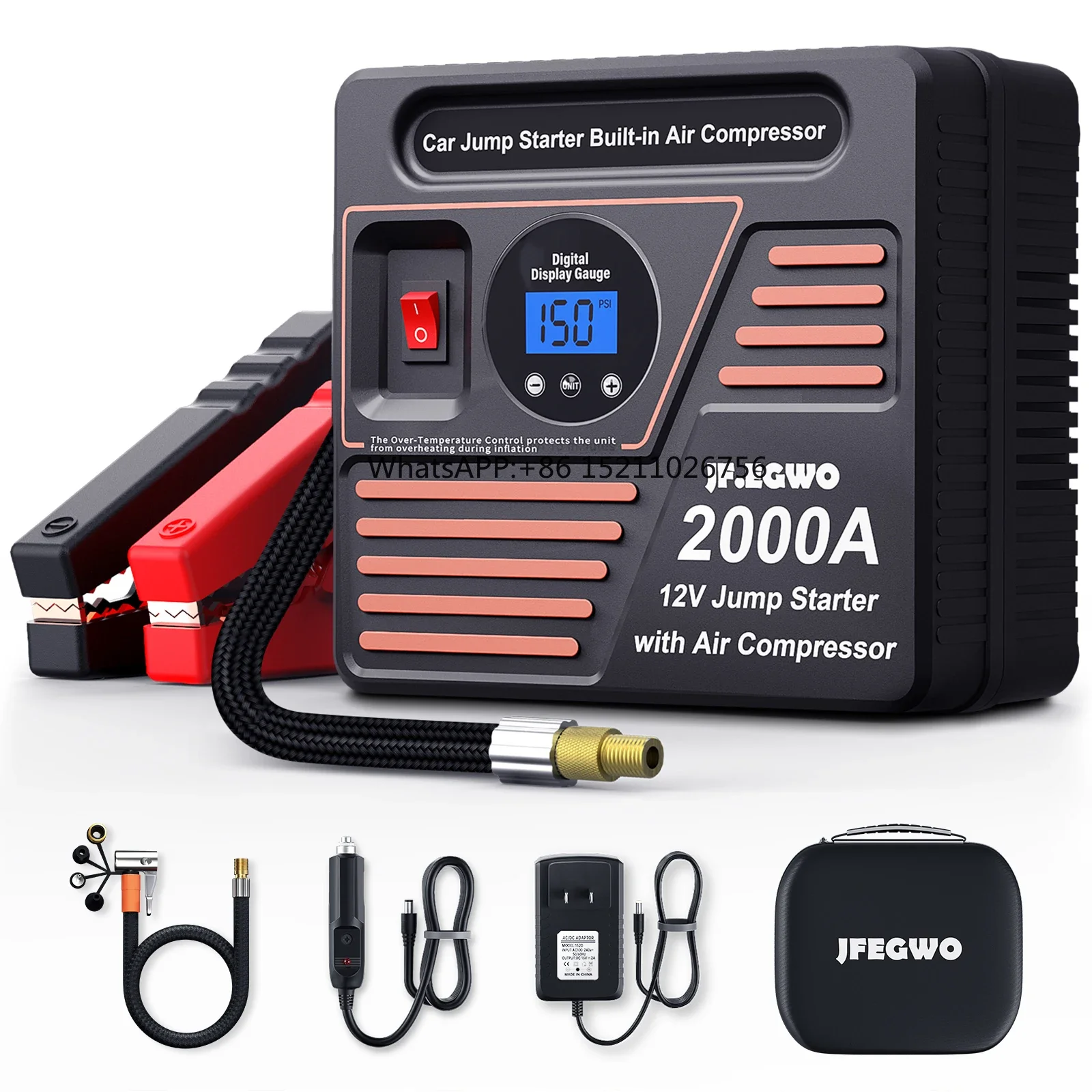 High Quality Car Battery Jump Starter Power Bank Multi-Function Portable Car Jump Starter With Air Compressor