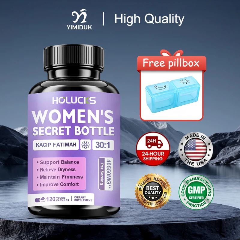 

Pure Women Secret Bottle Capsules, with Slippery Elm Extract, Support Odor Control, Feminine Health, Hygiene, Overall Comfort