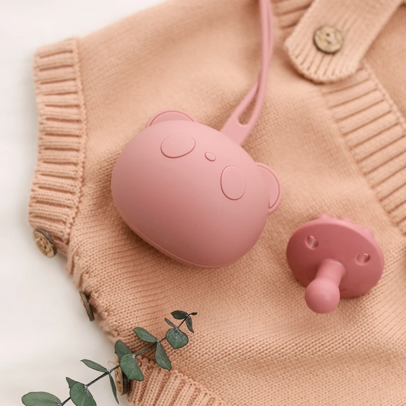 Baby Silicone Nipple Storage Bag Bear Pacifier Storage Box BPA Free Silicone Infant Portable Feeding Soother Container Box