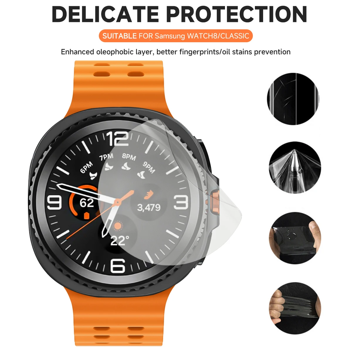 1-5PCS Hydrogel Protective Screen Film for Samsung Galaxy Watch 8 Classic 46mm HD Screen Protector for Watch 8 40mm 44mm