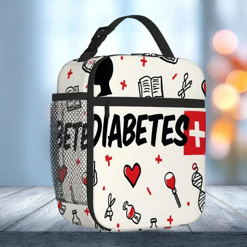 1pc Diabetes Awareness Insulated Thermal Bag with Diabetic Symbol Print - Non-Food Contact Cooler for Medication & Supplies, Por
