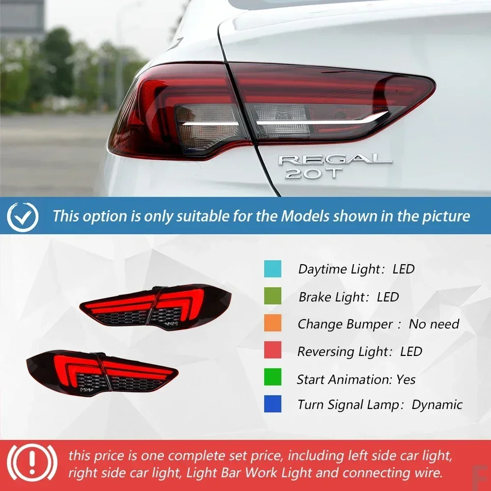 

Upgrade Turn Signal Brake Reverse Fog Accessories Car Taillight Assembly for Opel Buick Regal 2017-2021 LED Auto Rear Back Lamps