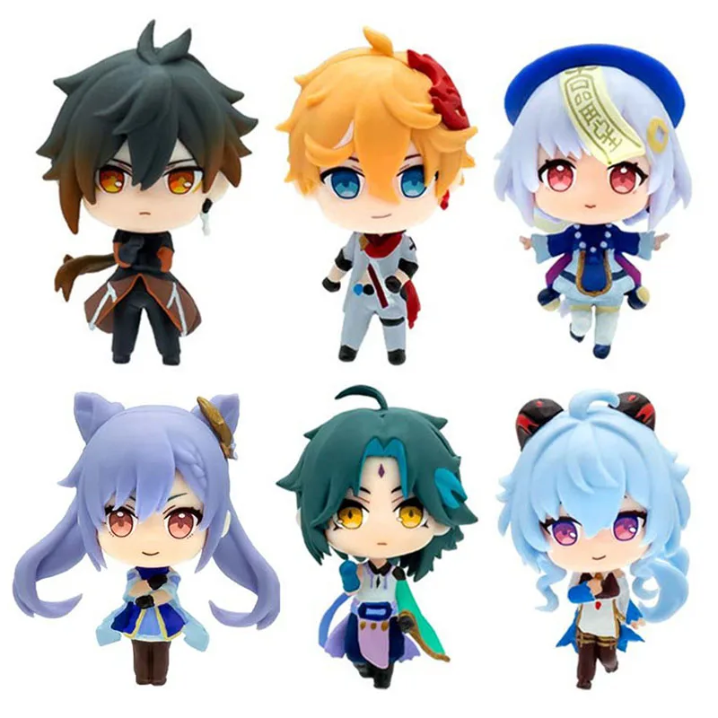 6Pcs/Set 8CM Anime Figure Q Version Game Genshin Impact Ke Qing Gan Yu You La Xiao Model Dolls Toy Gift Collect Ornaments PVC