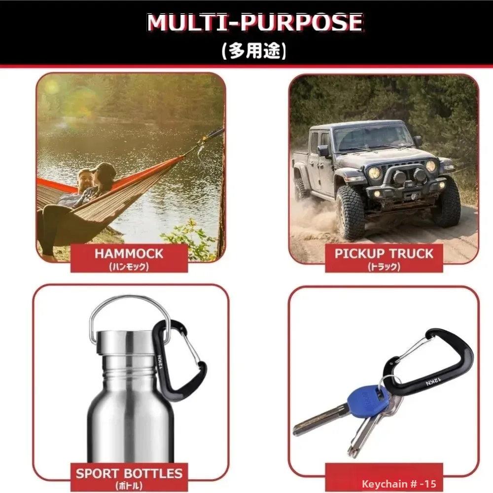 12kN D-Type Aluminum Carabiner Set 4