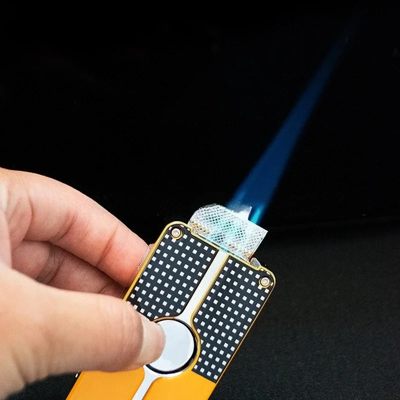 Professional Cigar Lighter with Cigar Punch Series Three Flame Blue Flame Direct Torch Butane Lighter Flashlight with Gift Box - Image 2