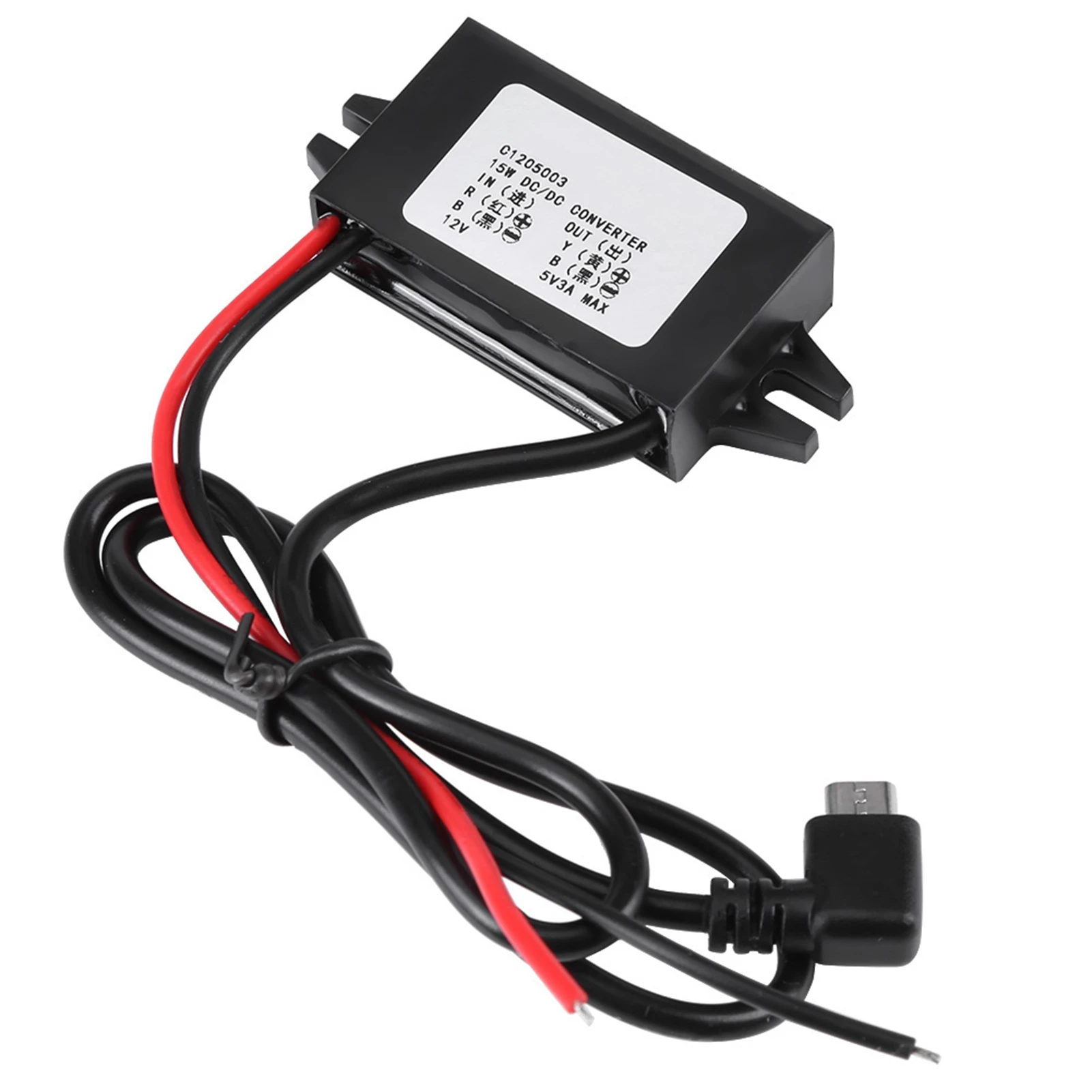 DC-DC 12V to 5V 3A Micro USB Converter Voltage Step Down Regulator for Car Smartphone
