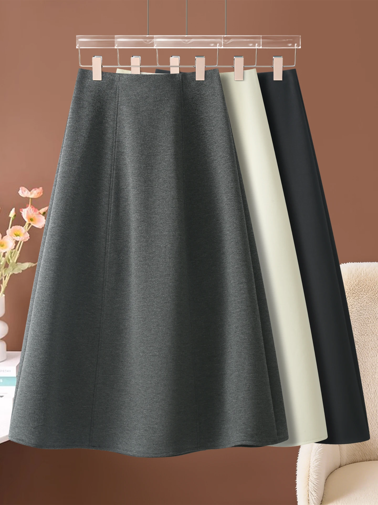 

Юбка-трапеция с высокой талией для женщин, весна-осень 2026, новая модель, юбка-бумеранг, миди, повседневная, для комфортной носки