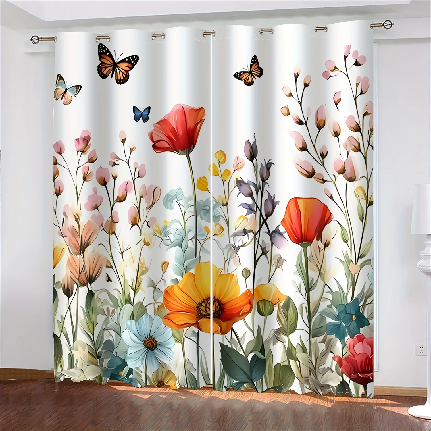 colorful flower and butterfly curtain with garden meadow design for living room decor vibrant floral style Elevate Your Space
