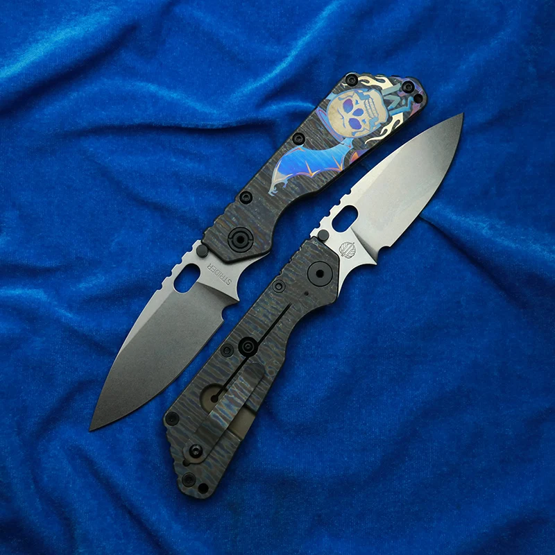 LEMIFSHE AUS10 Blade SMF Carve Strider Logo TC4 Titanium Handle Copper Washer Folding Knife Camping Hunting Outdoor EDC Tool