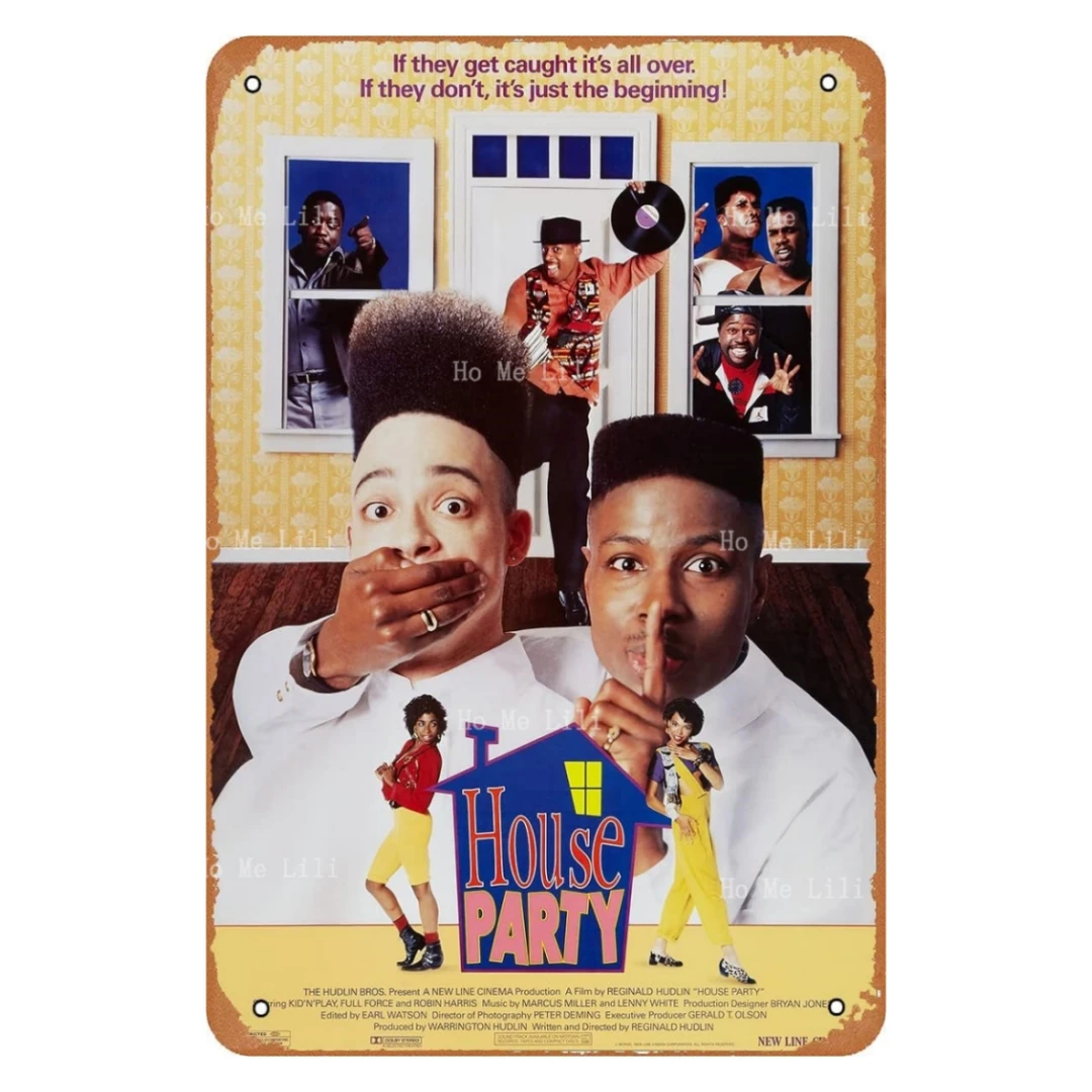 Hofarkows Vintage Movie Tin Sign House Party 1990 Movie Poster Vintage Plaque Metal Tin Sign For Wall Decor