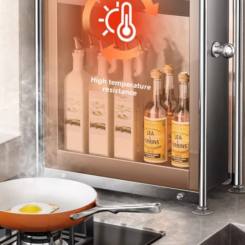 Multi-Layer Pull-Out Kitchen Spice Rack Narrow Countertop Organizer with Smooth Glide Suction Cup Anti-Slip Storage Shelf