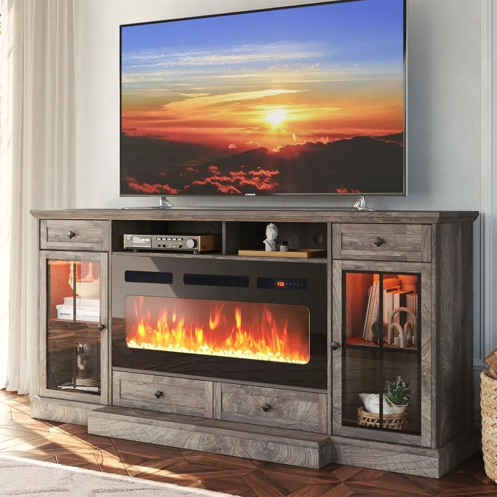 Fireplace TV Stand for 80 Inch TV, Entertainment Center with 36