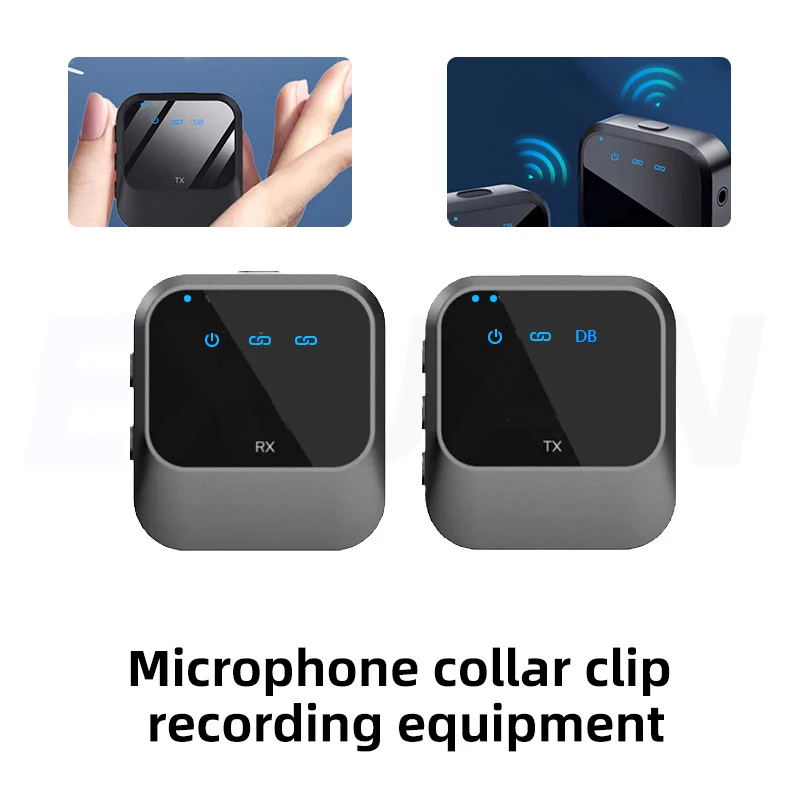 EXUAN Wireless Lavalier Microphone System Audio Video Voice Recording for iPhone Or Android Mobile Phone Cameras Laptop PC Live