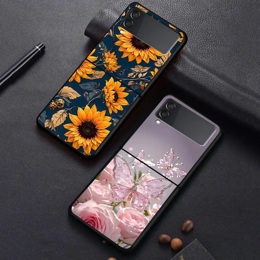 Fashion Beautiful Flower Case for Samsung Galaxy Z Flip 8 Flip7 FE Flip5 Flip4 Flip3 7 6 5 4 3 Flip6 Phone Cover