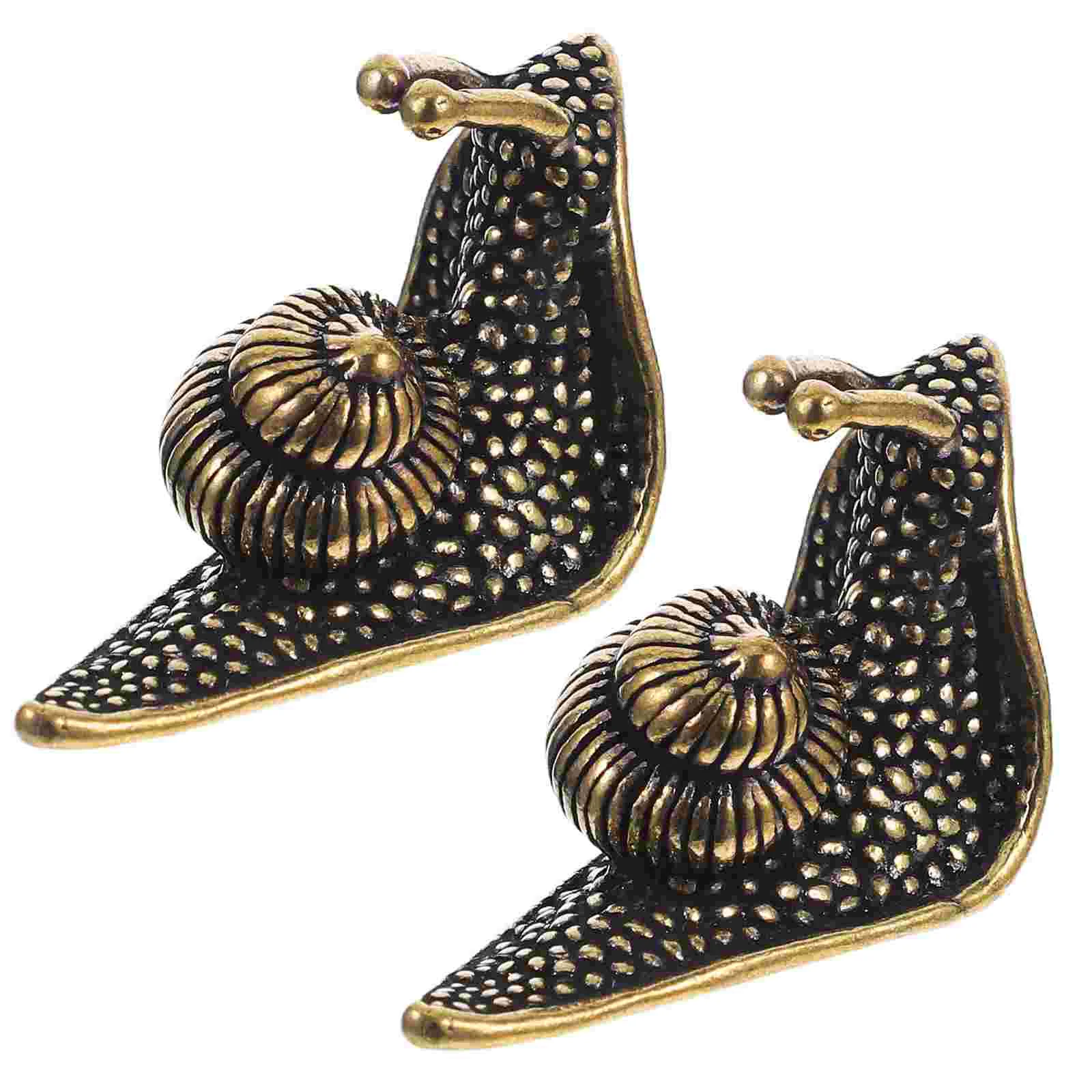 2 Pcs Copper Tea Pet Snail Decor Brass Home Office Accessories Adorable Mini Teapot Multi function Desktop nament Gift