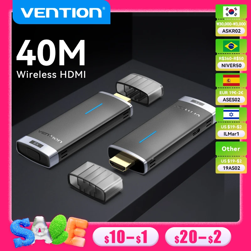 Vention Wireless HDMI TV Receiver 5GHz WiFi Display Projector HD TV Dongle Smart Stick for Android IOS 40m HDMI Wireless Adapter