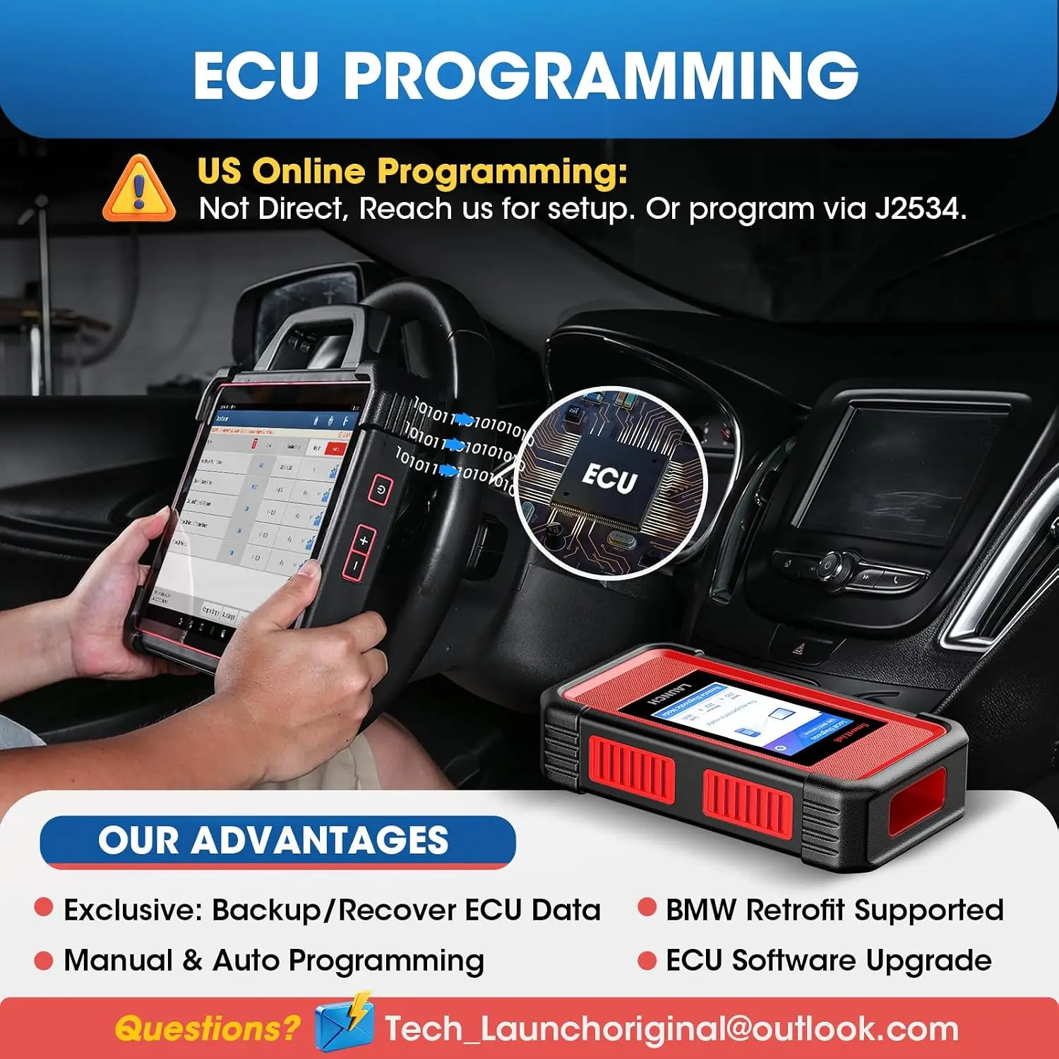 LAUNCH USX431PAD7 Car Diagnostic Tools J2534 Smartlink Automotive Scanner Auto Diagnost Online ECU Programming OBD Professional OE-Level Topology Mapping Free Shipping