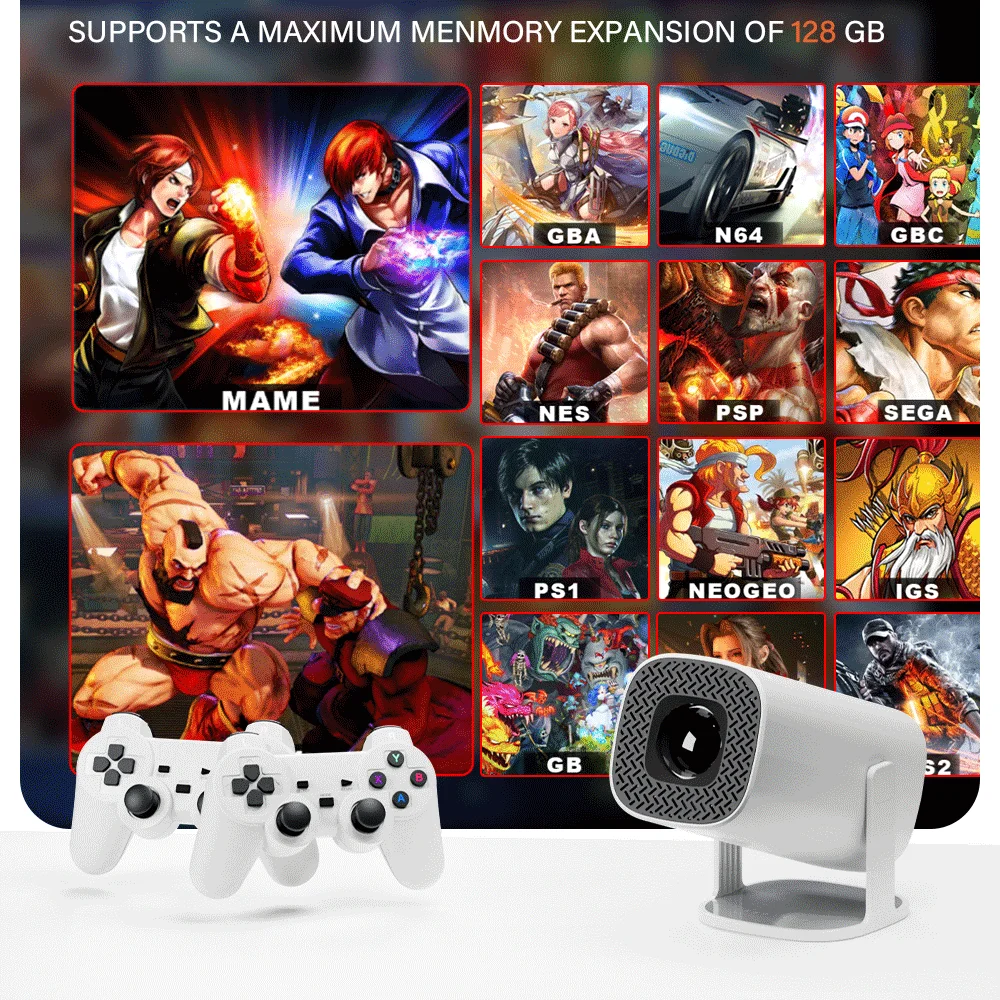 P30MAX Projector Gun Barrel Game Console Version Android 13 HD Home Projection Video Game Projector