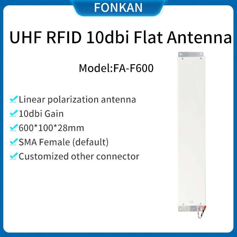 UHF RFID 600*100mm 10dBi Linear Polarization Antenna SMA Female Connector for Personnel Management RFID UHF Flat Antenna