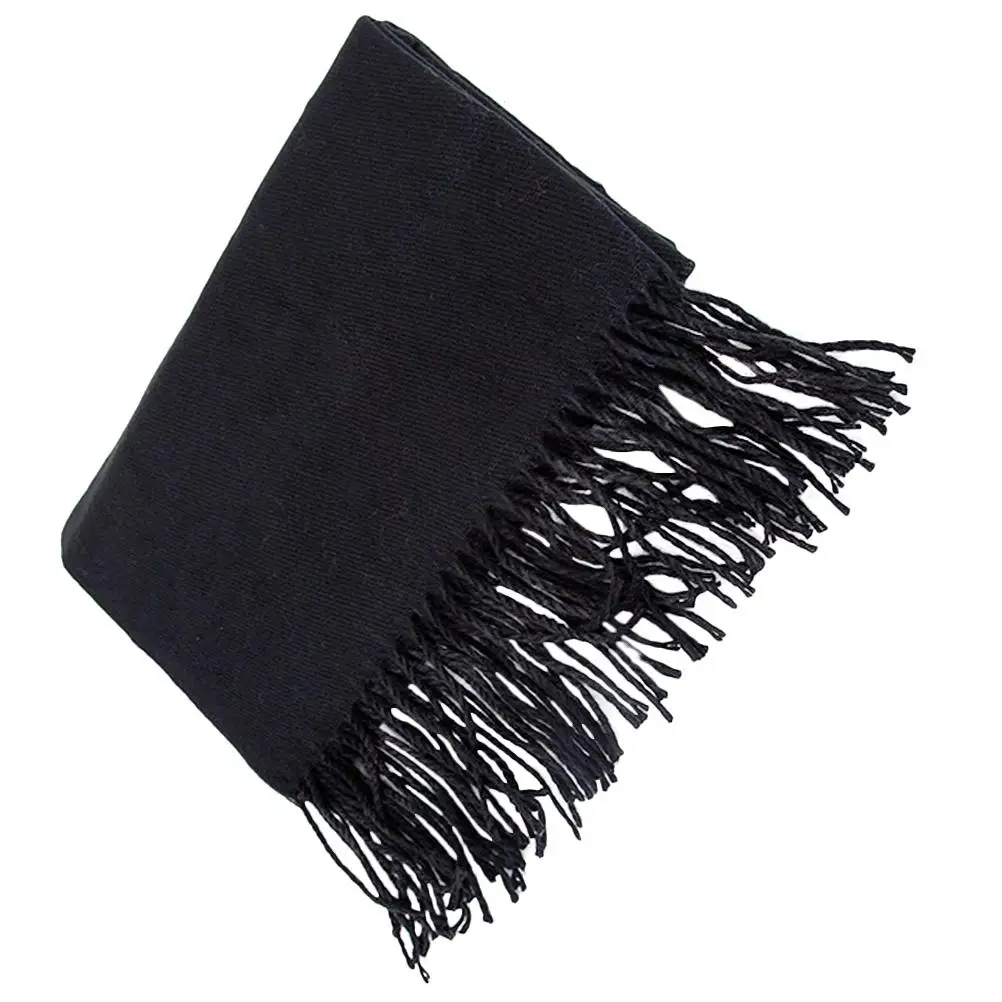 

Unisex Scarf Large Size Solid Color Warm Fringe Shawl Winter Thicken Scarves Autumn Use Blanket Soft Durable Men Women