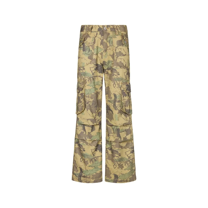 Amerikaanse werkbroek voor heren, heavy-duty, high street, losse rechte pijpen, trendy straat, woestijncamouflage, lange broek met print
