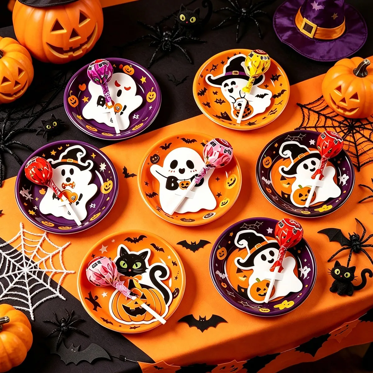 48 Stück Halloween-Lollipop-Papierhalter mit Niedlichem Gruseligem Geister-Design Halloween-Lollipop-Dekorationskarten für Halloween-Party-Zubehör 2026 – Detail 2