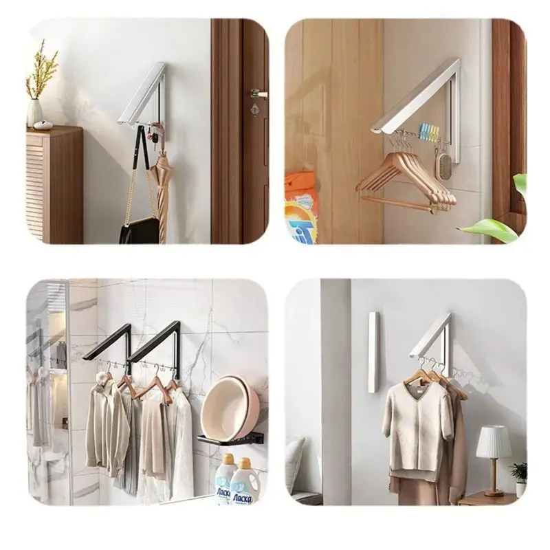 Clothes Drying Rack Wall Mounted Laundry Racks for Drying Clothes Aluminum Foldable Space Saving Clothes Hanger