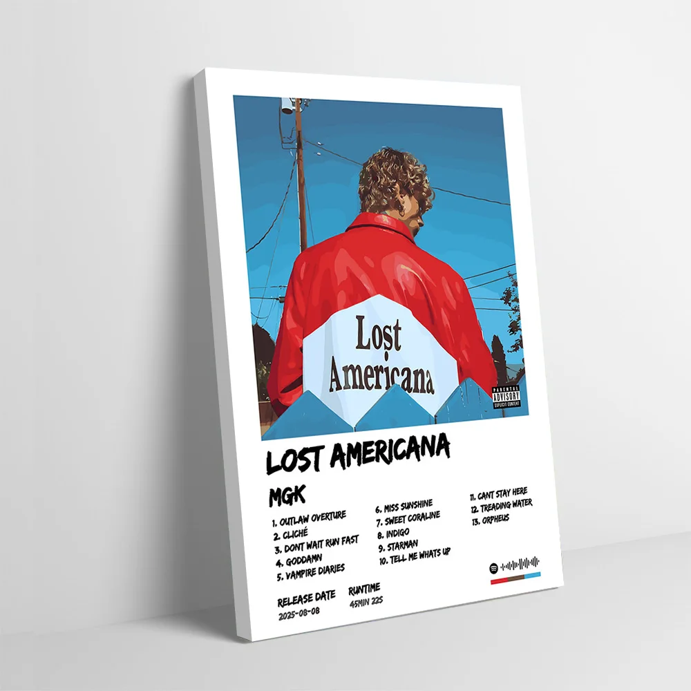 MGK Lost Americana Album Cover Poster Customizable Printed Canvas Painting for Pictures Wall Art Wand Deko Room Ornaments Mural