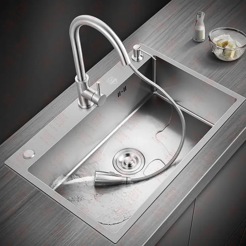 Black Stainless Steel Kitchen Sinks Wash Basin Creative  Accessories Large Single Slot Bathroom Sink Undercounter 