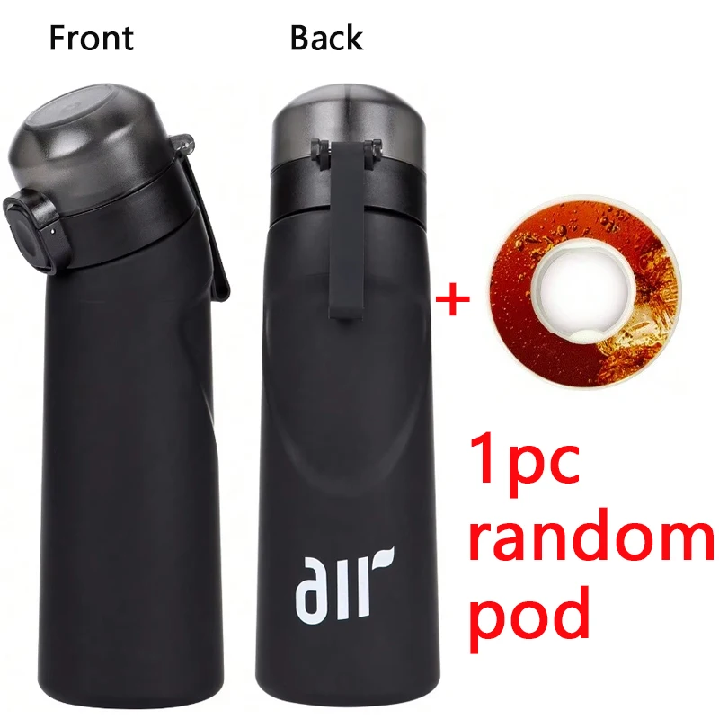 1pc Luft Wasser Flasche Mit 1pc Zufällige Runde Form Geschmack Pod Sport Stroh Kunststoff Tasse Auslaufsicher Outdoor reise Sport Flaschen