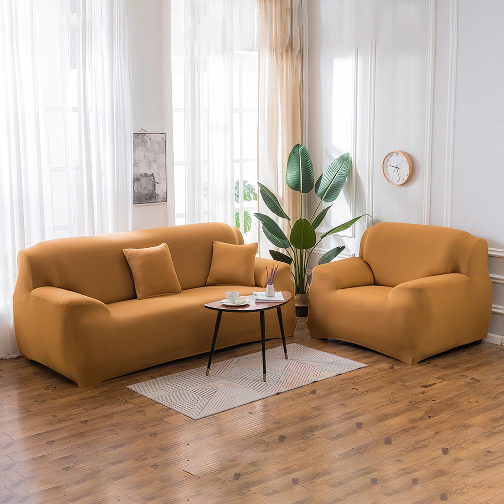 

Solid Color Elastic Sofa Covers for Living Room Thicken Sectional Corner Slipcovers Couch Cover L Shape Need Buy 2PCS Cover