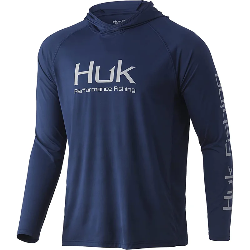 HUK Fishing Shirt Mens Long Sleeve Outdoor UV Performance fishing Clothing Upf Fishing Tops Sunscreen Breathable Anti Mosquito