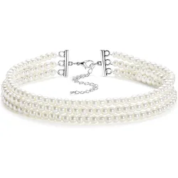 Fashion Elegant Women 3-5Layer White Pearl Choker Necklaces Bohemian Creative Design Wedding Anniversary Necklace Female Jewelry