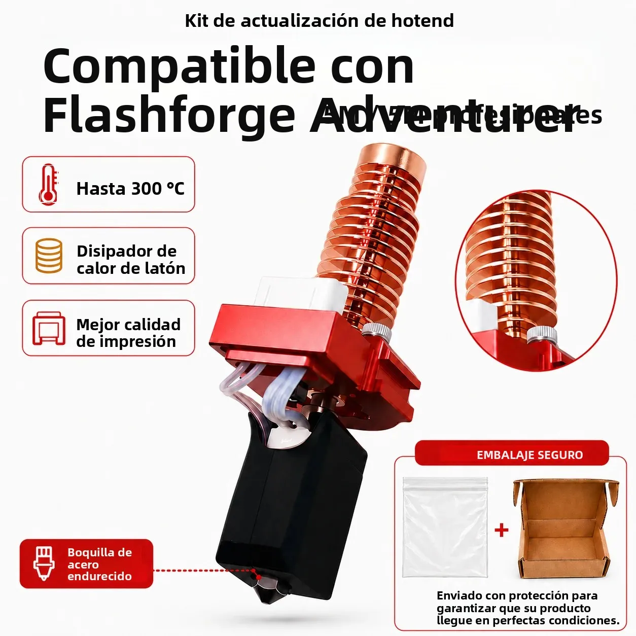 Kit de Actualización Hotend Compatible con Flashforge Adventurer 5M/5M Pro AD5M, Bloque de Calentamiento Cerámico, Boquilla de Acero Duro de Repuesto