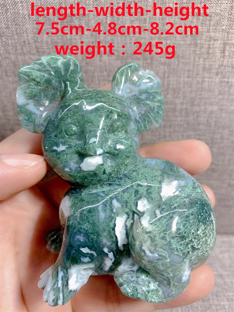 Natural Moss Aagate Koala Salb Free Form Tumble Slab Crystal Mineral Madagascar Healing Palm Workmanship Ornament Carving Chip