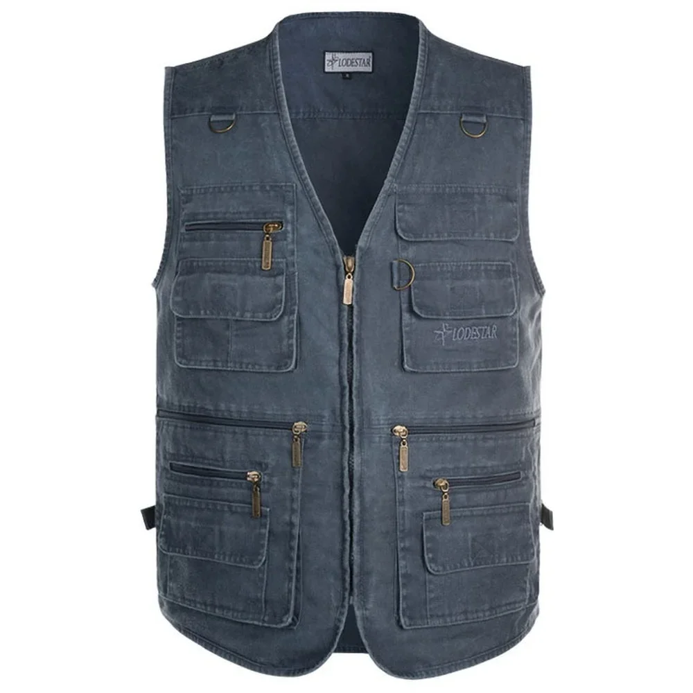 Coat Jacket Plus Sleeveless Men Military Vest Casual Mens Multi Sleeveless Pocket Summer Cotton Cargo Size New Waistcoat Vest