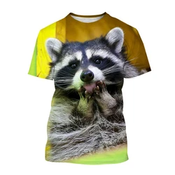 Summer Raccoon Pattern Men's T-shirt Hip Hop 3D Print Personality   Neck Short Sleeve  Fashion Clothes