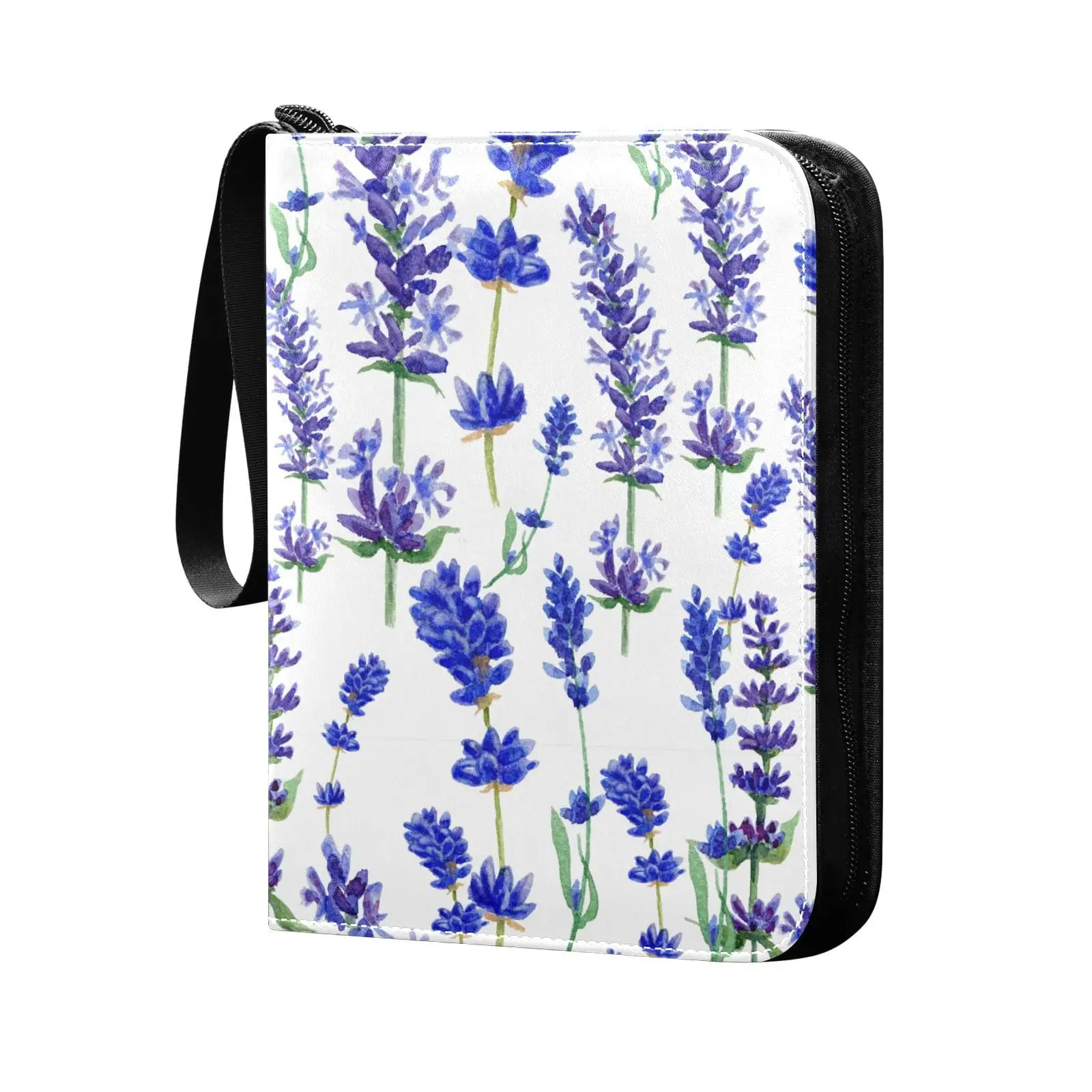 

Cute Lavender Flowers 4 Pocket Cards Binder, 400 Double Sided Pocket Album for Sport Game Cards, Unique Card Collection Storage