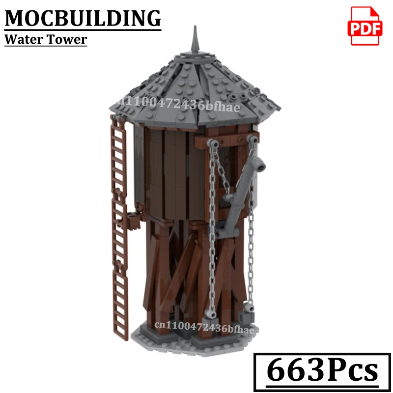 

Модель железнодорожной водонапорной башни MOCBUILDING, строительные блоки, игрушки для сборки, подарок, кирпичики