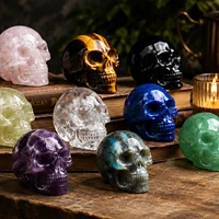 2 Inch Natural Crystal Skull Figurine Hand Carved Gemstone Amethyst Skull Statue Home Desk Decor Ornament Halloween Gift 4
