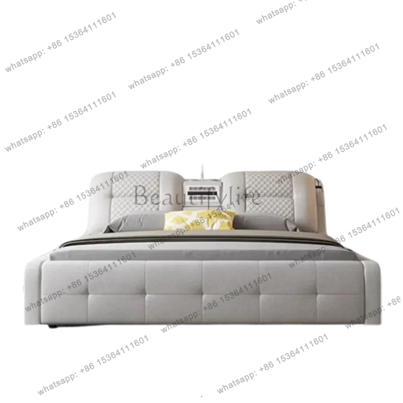 LJY Queen Aesthetic Unique Double Bed Master Frames Cute Modern Twin Double Bed Wood Multifunctional Cama Casal Home Furniture
