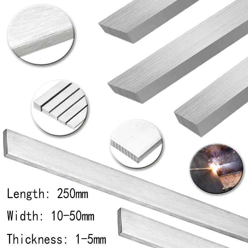 1Pcs 304 Stainlesss Steel Flat Bar Plate Rod Thickness 1-5mm Mechanical Nut Hardware CNC Handmade DIY Parts