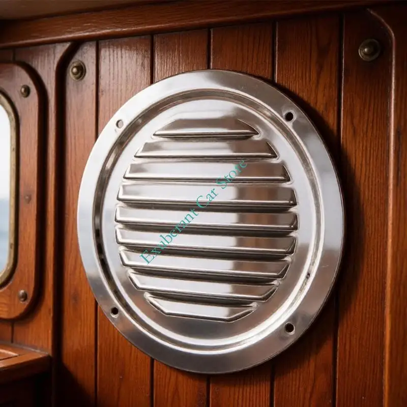 Round Louvered Marine Vent Grille 304 Stainless Steel Ventilation Cover with Mirror-Polished Flange for Boat Cabins
