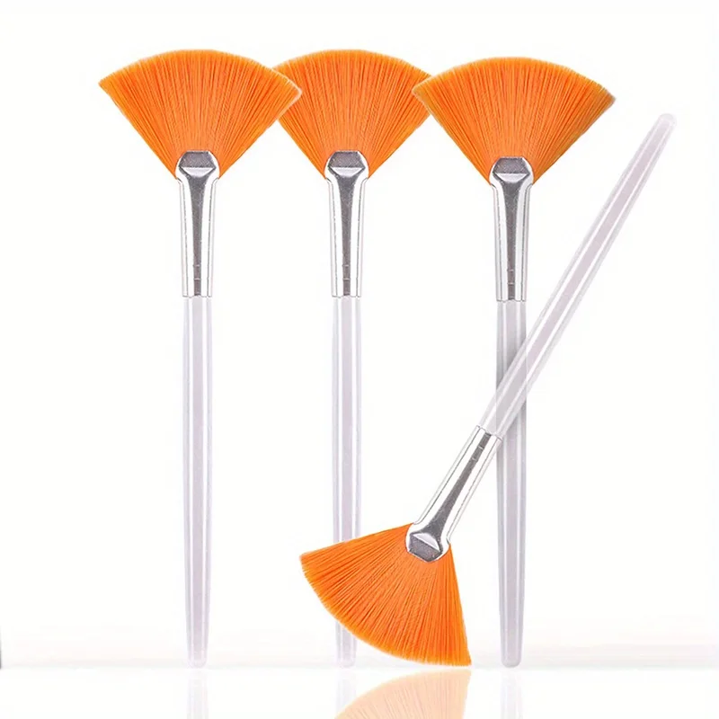 Juego de brochas de maquillaje con mango de 4 piezas, máscara facial, resaltador, brocha para base facial, brocha para máscara facial para mujer