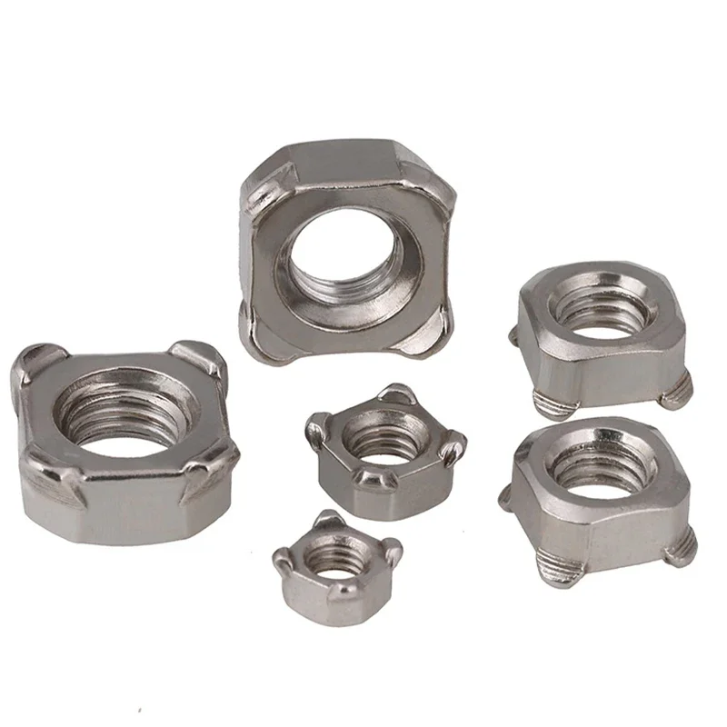 M3 M4 M5 M6 M8 M10 M12 304 Stainless Steel Square Welding Nut Spot Welding of four Angle Nuts Square Weld Nuts