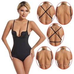 Womens Backless Shapewear Bodysuit Tummy Control Body Shaper Corset Seamless Sculpting Snatched Waist Body Suit Built in Bra